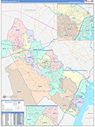 Prince William County Wall Map Color Cast Style